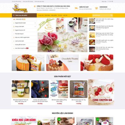 Thiết kế web bán nguyên liệu, dung cụ làm bánh 01