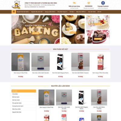Thiết kế web bán nguyên liệu, dung cụ làm bánh 02