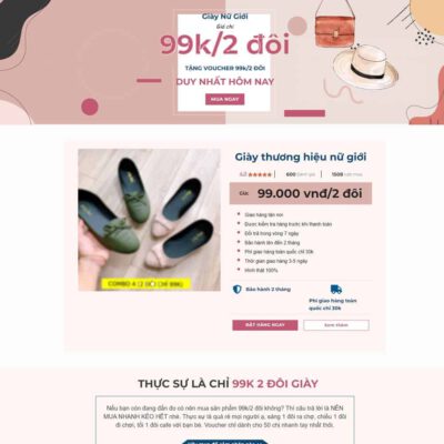 Thiết kế web Lading Page bán giày, dép nữ