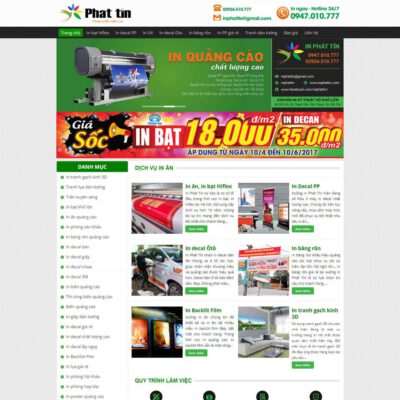 Thiết kế web dịch vụ in bạt, decal