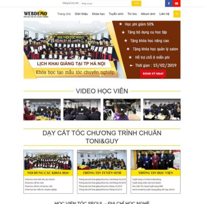 Thiết kế web đào tạo, khóa học mẫu tóc