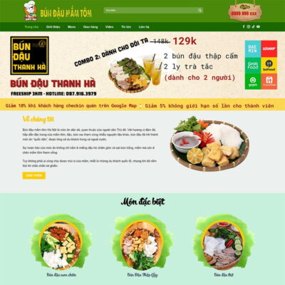 Thiết kế web quán bún đậu mắm tôm