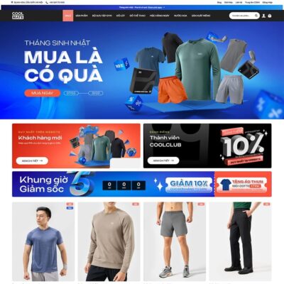 Thiết kế web bán quần áo giống Coolmate